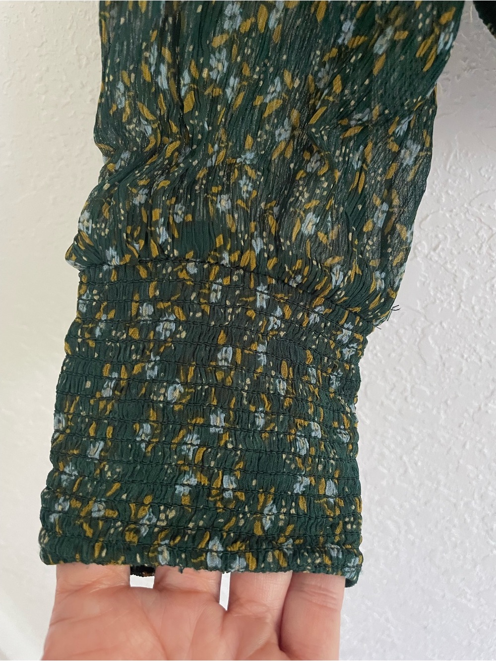 Free People Roma Blouse Top Ditsy Floral Green M Boho Prairie Career - Picture 8 of 16